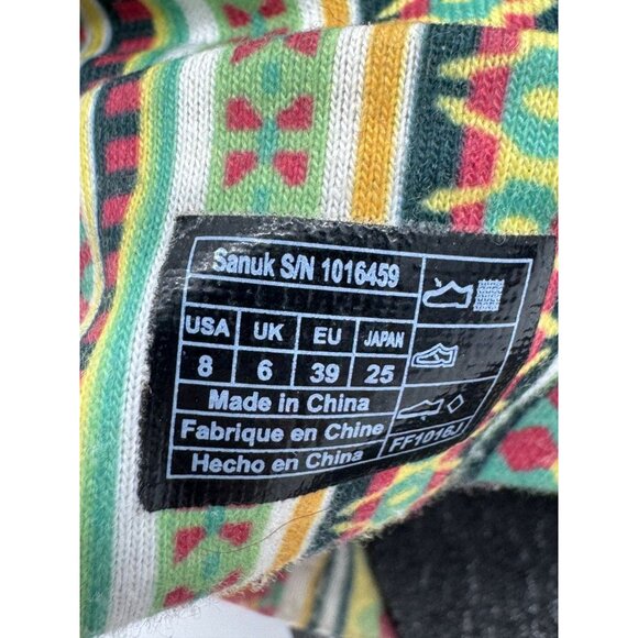 Sanuk Yoga Sling 2 Flip Flop Sandals Women's 8 Black Natural Koa Tribal Beach - Picture 4 of 9